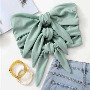 Ribbed Tie Strappy Tube Top